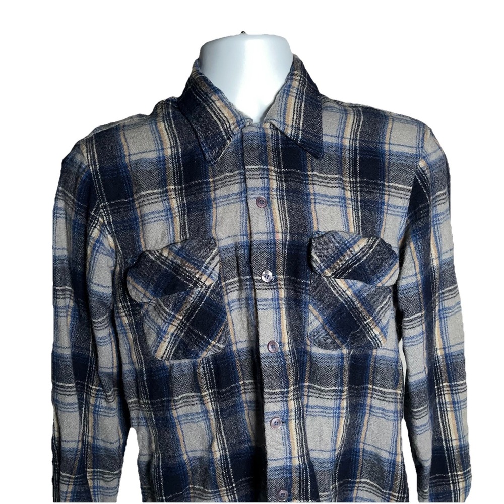 Ponderosa Wool Blend Plaid Flannel Shirt‎ Vintage Men's Size Medium Vintage